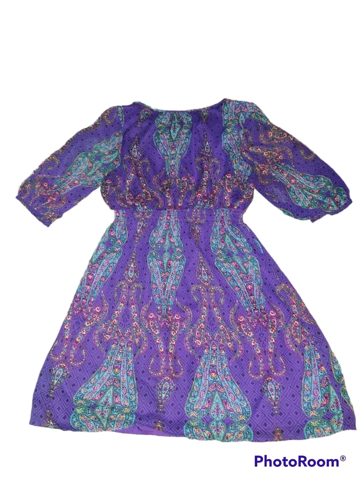 Nicole Miller Dress Paisley Purple  Size 12 - Image 4 of 4