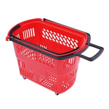 Modern Rolling Shopping Basket with Handle Red Shopping Carts Heavy Duty 6 Pack