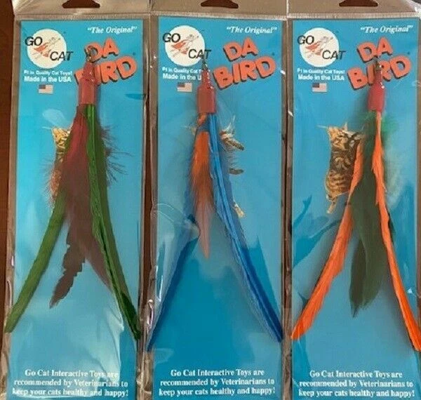 GO CAT DA BIRD FEATHER REFILL INTERACTIVE TOYS CAT NIP KITTEN PLAY COUNT OF 3