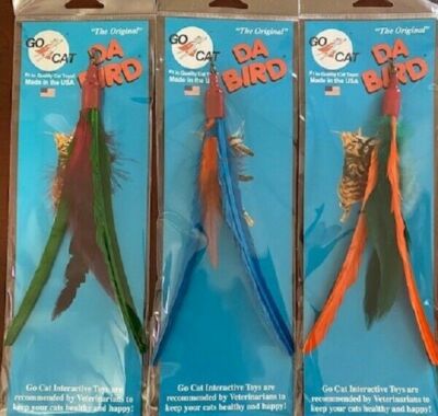 GO CAT DA BIRD FEATHER REFILL INTERACTIVE TOYS CAT NIP  KITTEN PLAY COUNT OF 3