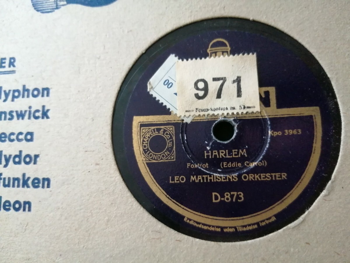78 rpm shellac.LEO MATHIESEN.Whisper Sweet/Harlem.Danish