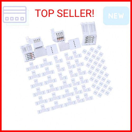 60 Pieces LED Strip Lights Connectors 4-Pin RGB LED Lights Extension T-Shape Sol