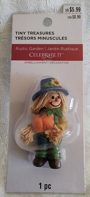 Tiny Treasures Celebrate It Rustic Garden SCARECROW with PUMPKIN Embellishment