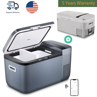 22QT Portable Dual Zone Car Fridge Freezer Mini Refrigerator Camping With Cover