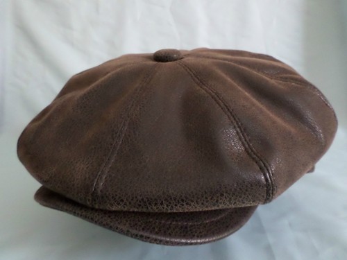 FAUX LEATHER NEWSBOY BAKER BOY CAP 