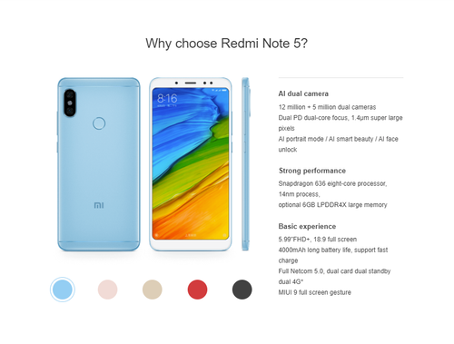 Xiaomi Redmi Note 5 Global ROM Unlocked Smartphone 3GB RAM, 32GB ROM Dual Camera - Picture 16 of 21