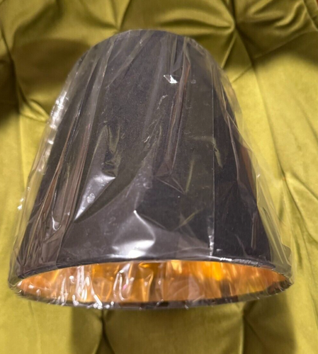 Empire Lamp Shade Black with Gold Interior Small 4x6x6 Candelabra Light Cover