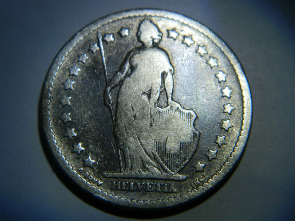 1879  2 Francs B - Switzerland - (KM21) - Silver coin.835 - VF - Rare Coin - Image 2 of 4