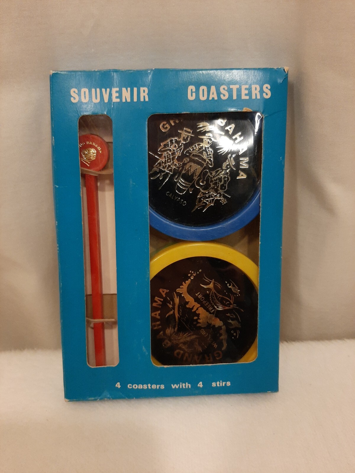 Bahamas Nassau Coasters And Stirrers MCM NOS Royal Calypso Bar Ware VTG 4 Piece