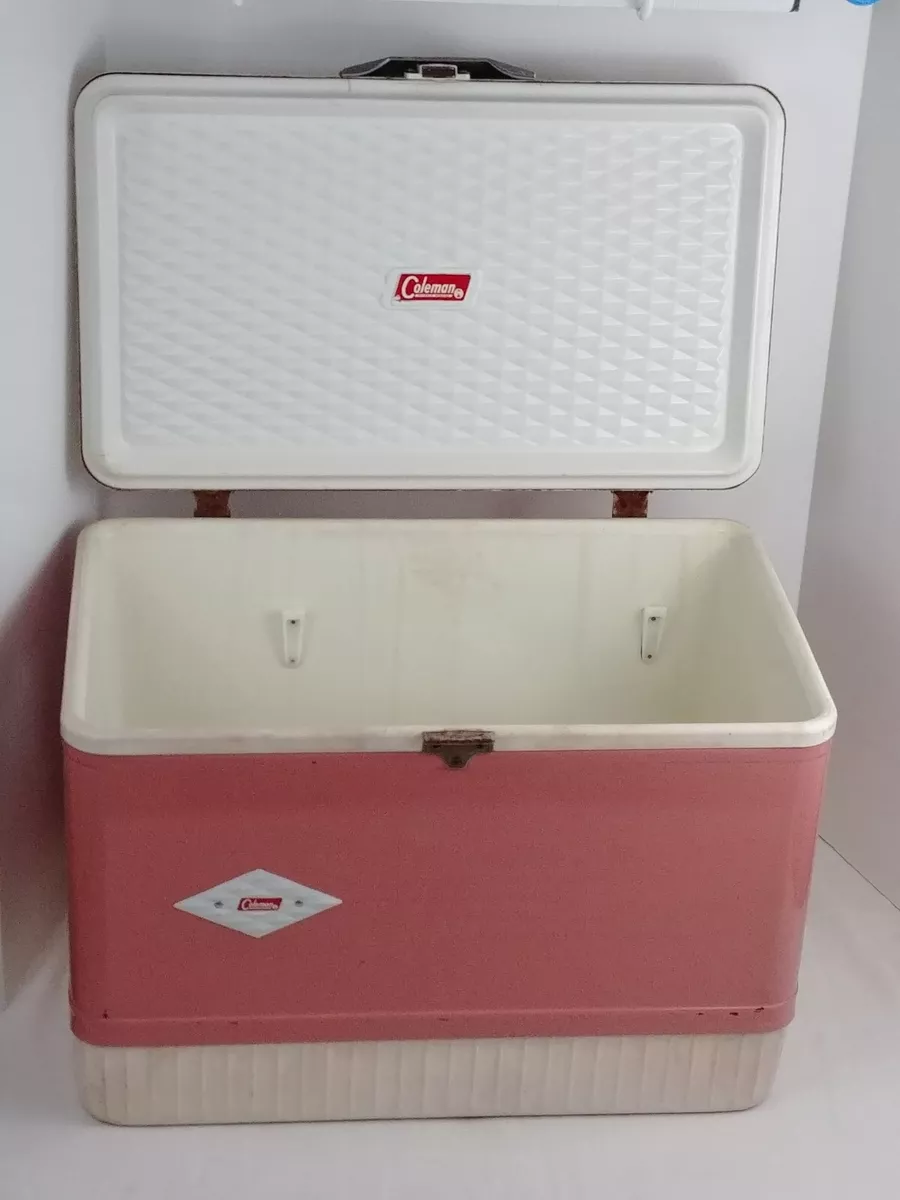 Coleman Pink Mag Lock Cooler Vintage Metal Ice Chest Magnetic Maq Mac Diamond