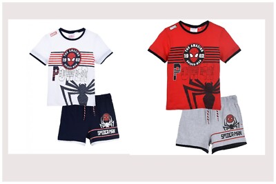 Spiderman Set 2 tlg. Outfit Shirt T-Shirt & Shorts Sommer Größen: 98 104 116 128