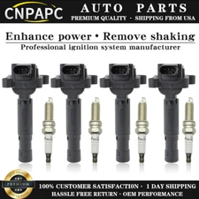 CNPAPC 4X Ignition Coil + Spark plug for Mercedes-Benz C250 SLK250 1.8L UF658 US