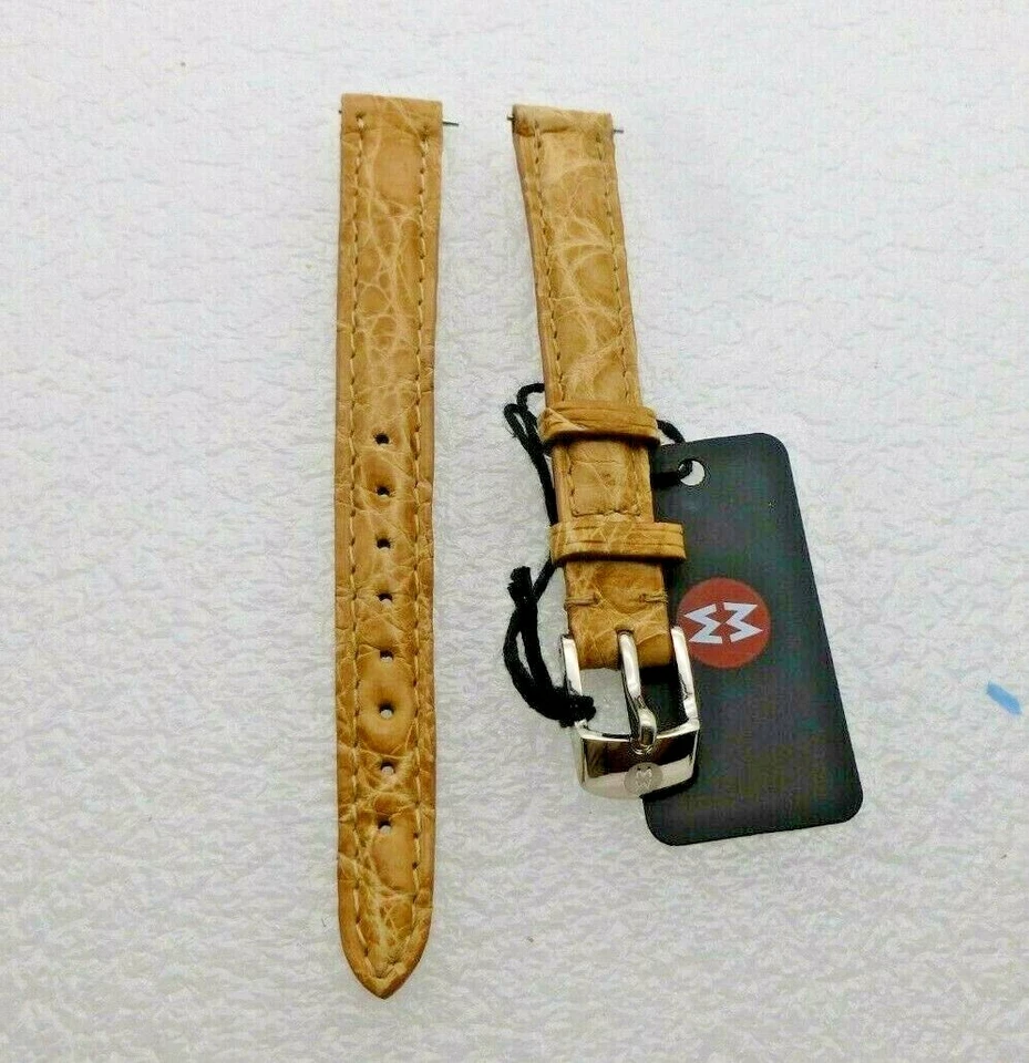 Correa de reloj Michele genuina de cocodrilo de arena de 12 mm nueva Foto 3 de 4