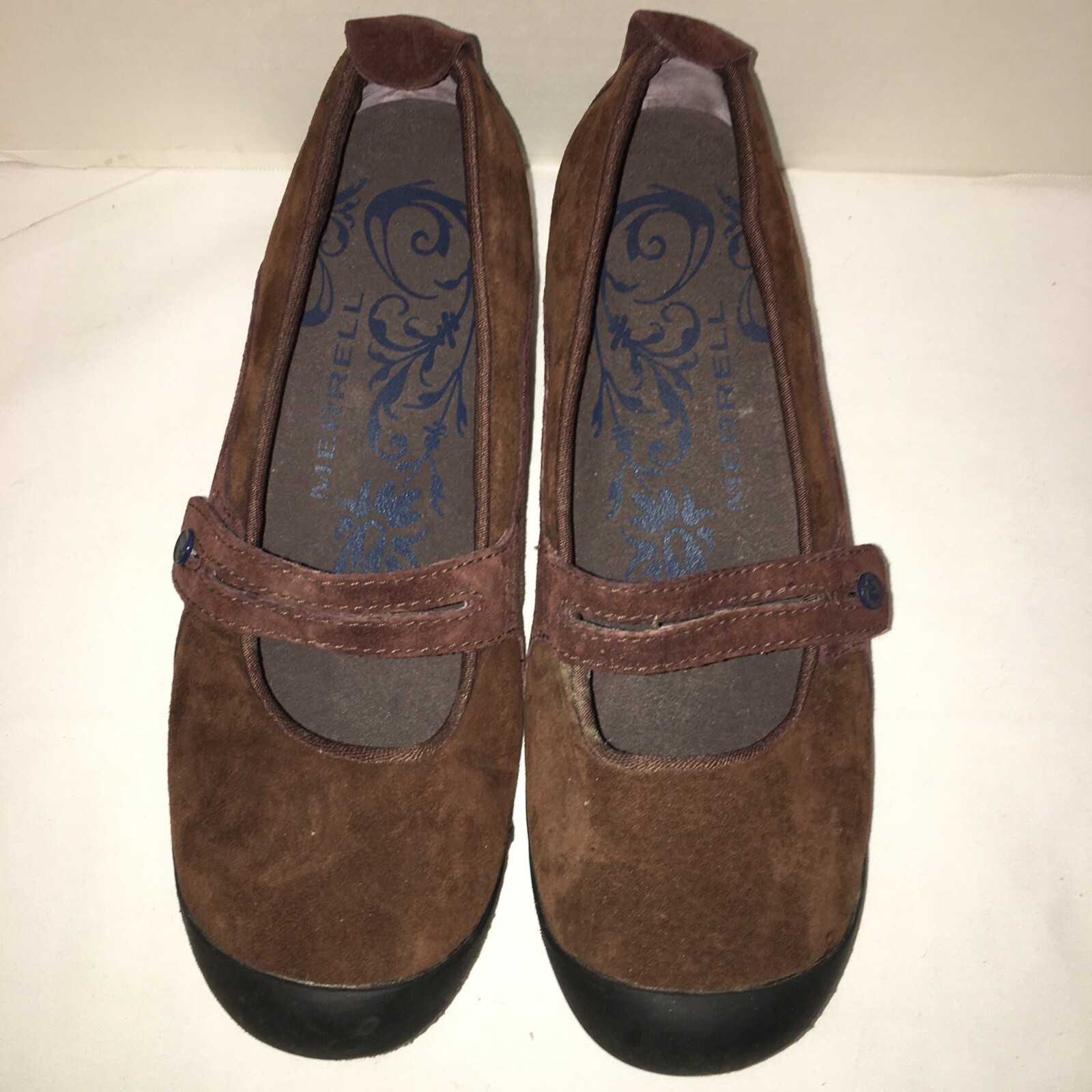 Merrell Plaza Bandeau Cherry Oak Mary Jane scarpe donna taglia 8 5 pelle marrone