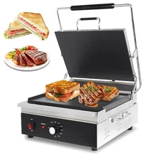 CMI Commercial Panini Press Grill 6 Slices Sandwich Maker Griddler Plate 15"X11