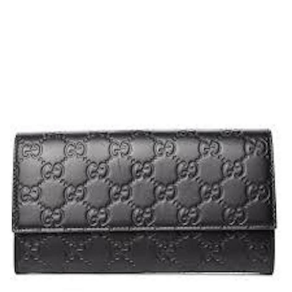 Gucci Signature Guccissima Black Clutch Fold Over Wallet Leather