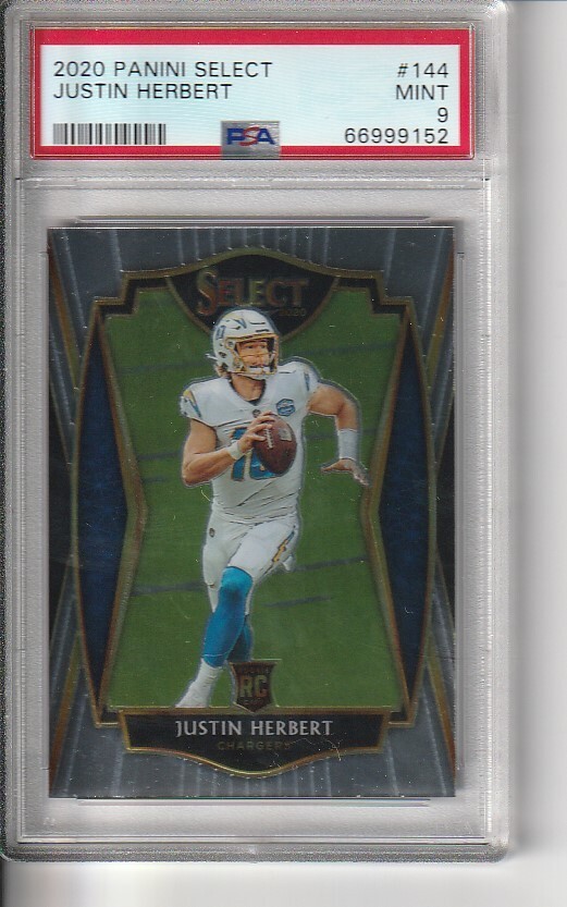 2020 Panini Select Premier Level Rookie RC Justin Herbert #144 PSA 9 MINT