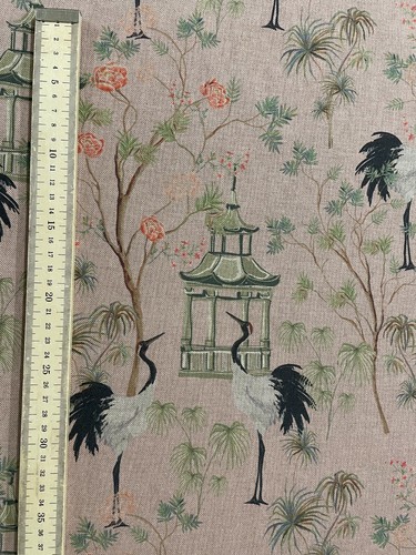 Sandhill Cranes Sulking Room Pink Linen/Cotton Curtain/Upholstery Fabric - 第 5/8 張圖片