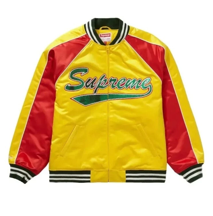 Supreme Sequin Mitchell & Ness Jacket Large Gold