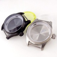 39mm Tandorio Big Crown Sapphire Glass Pilot Watch Case For NH35 NH35A 2824 200M