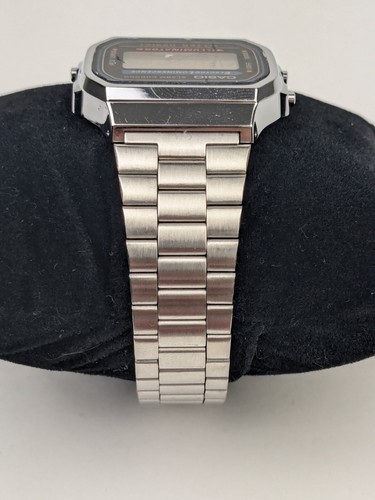 Vintage NOS Casio A168 silberfarben Edelstahl Digitaluhr Modul 1275 Korea - Bild 8 von 13