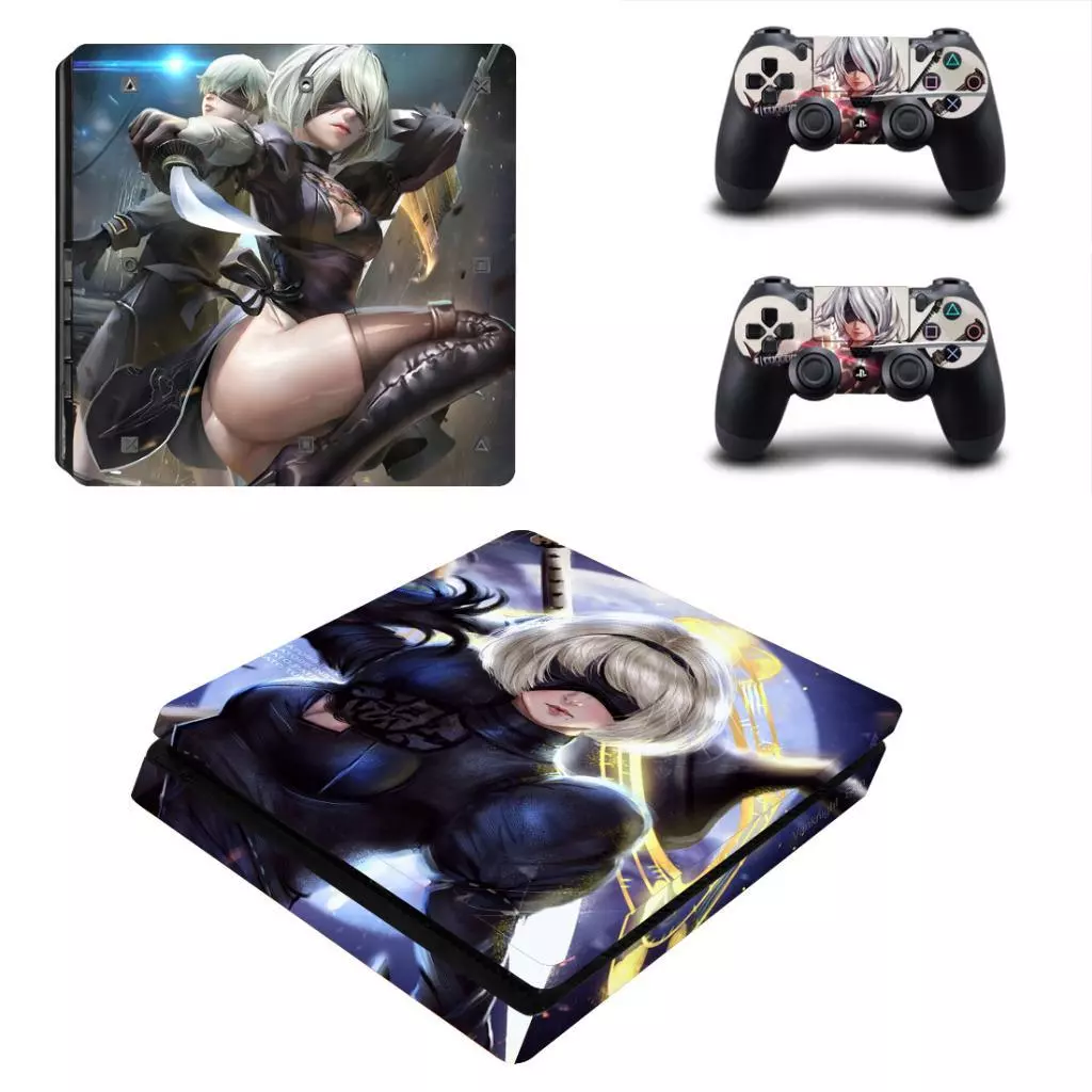 PS4 Slim Console 2 Controllers Skin Sticker Anime NieR Automata 2B