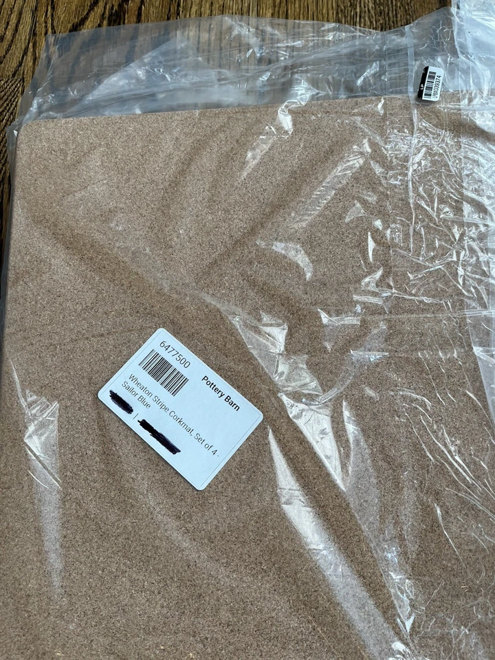 Pottery Barn Wheaton Stripe Corkmat Placemat Set 4 Sailor Blue 16 x 13 NWT - Image 4 of 4