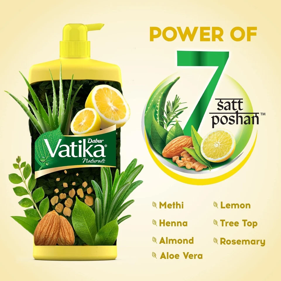 Shampoo Antiforfora Dabur Vatika Per Tutti I Tipi Di Capelli 640ml - Imagen 3 de 4