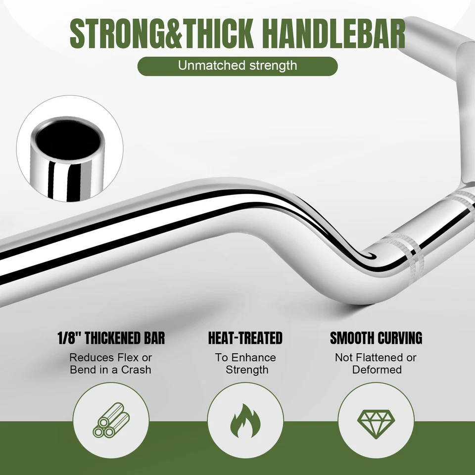 Chrome Motorcycle 1" 25mm Drag Bar Handlebar For Honda VTX1800 VTX1800C VTX1300C - Image 4 of 4