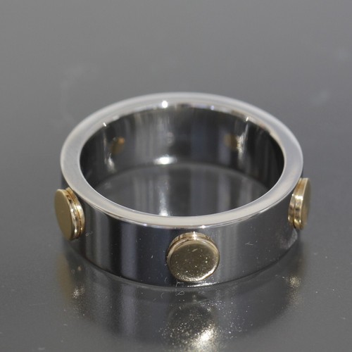 Gucci Inox Ring US8.5 Men's Ring Gold Steel Authentic E0863 - Picture 3 of 7