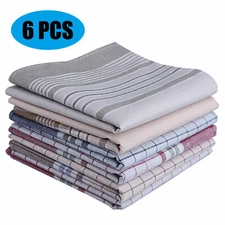 6x Soft Cotton Handkerchiefs, Durable Classic Plaids Pocket Square, Men Hankies