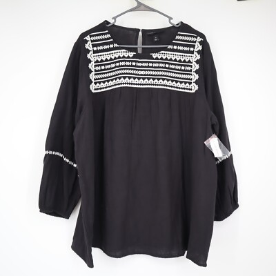 NWT Lane Bryant Sz 18 Embroidered Boho Tunic Top Blouse  100% Cotton