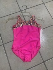 Girls Size 10 Pink  Animal Print Gymnastics Dance Bodysuit Leotard NWT