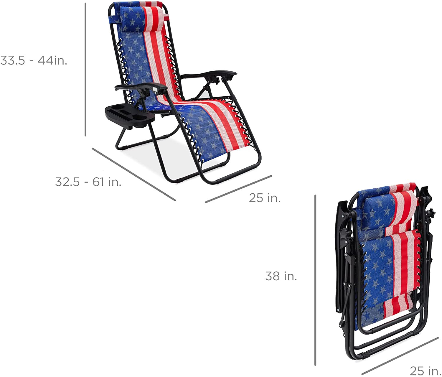 Best Choice American Flag Set of 2 Adjustable Lounge Chair Recliner