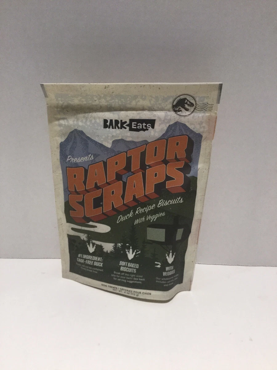 Bark Box Eats Raptor Scraps Duck Recipe with Veggies Biscuit Dog