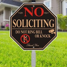 1Pack No Soliciting Yard Sign for House with 28" Aluminum Alloy Stake -10" x ...