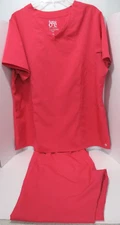 Barco One Scrub Set Women Racer Top 2XL & Pant Size Large Coral Reef READ