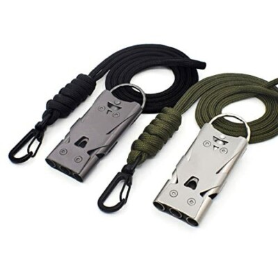 2 x Riao Tech Edelstahl Survival/Schiedsrichter/Fußball Drei Rohr Pfeifen 