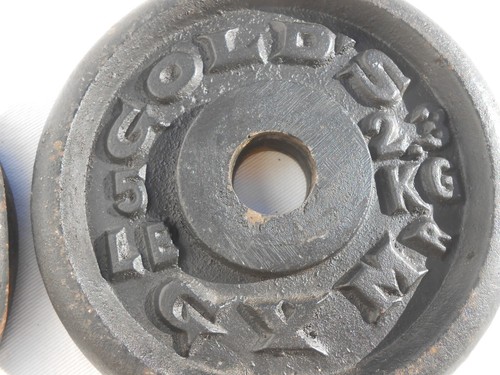 Vintage Gold's Gym 5 LB Dumbbell Weight Plates 1" Fit 2.3 KG Set of 2 - Picture 6 of 11