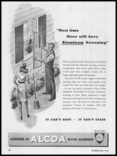 1946 Alcoa Alclad Aluminum Screening Husband & Housewife Vintage Print Ad