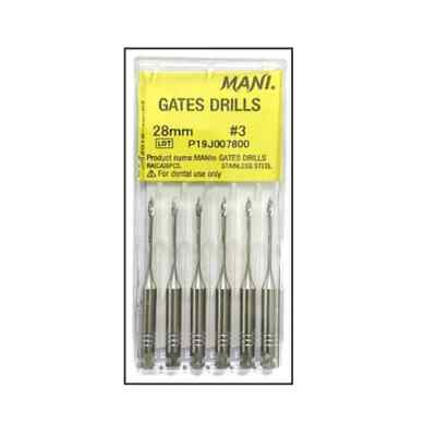Mani Endodontic Gates Gleitbohrer (28 mm) Größe 3 x 6 Bohrer