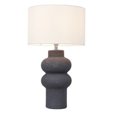 Litecraft Earl Table Lamp Ceramic E27 Base With White Drum Shade - Dark Grey    
