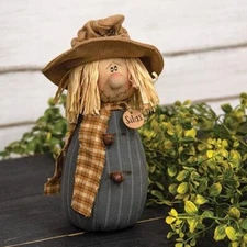 NEW Primitive SCARECROW DOLL SILAS Folk Art Country 9"Tx5.5"W Cloth Fall Autumn
