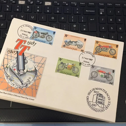 Isle Of Man TT Races 80th Anniversary First Day Cover 1987 GRANDSTAND PMK FDC
