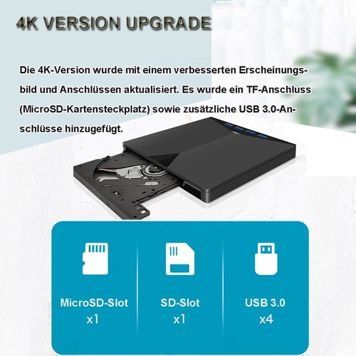 5in1 Externes DVD CD Laufwerk UHD M-Disc USB3.0 Brenner für Laptop PC - Bild 6 von 11