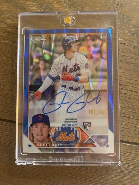 2023 Topps Chrome Blue Refractor Brett Baty ROOKIE AUTO METS RC 107/150