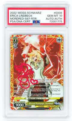 Weiss Schwarz PSA 10 Blessed Rampage, Mordred RTR SIGNED by Erica
