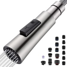 Metal Pull Down Kitchen Sink Faucet Head Replacement with 15 Adapters