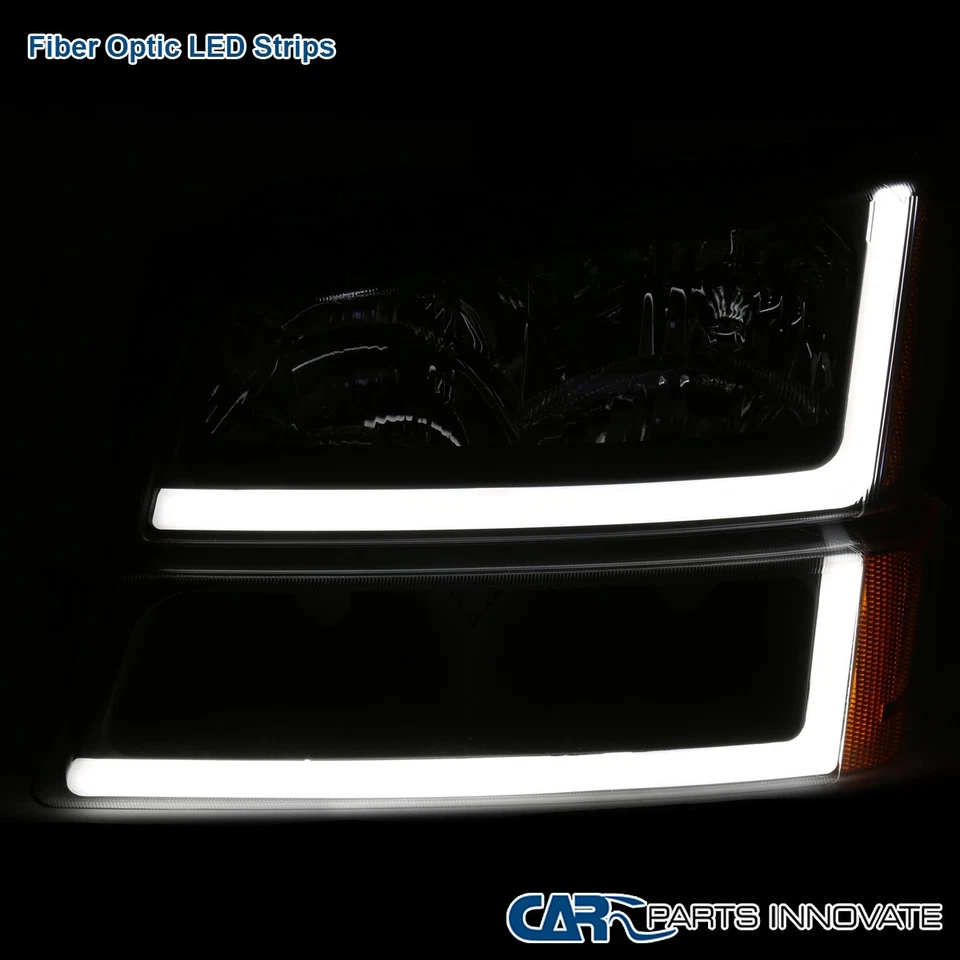 Fits 03-07 Chevy Silverado Headlights Bumper Lights Parking Lamps w/ LED Strips Foto 3 de 4