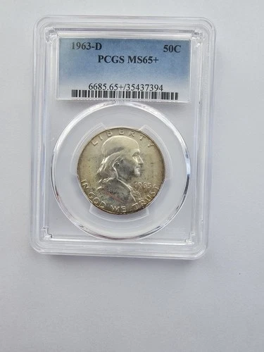 1963 D MS65+ FRANKLIN HALF DOLLAR GRADED PCGS 5OC D MINT 90% AG COIN
